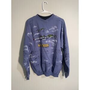 Vtg Art Unlimited Crewneck Sweatshirt Mens XL Aprox Legendary Warbirds Print
